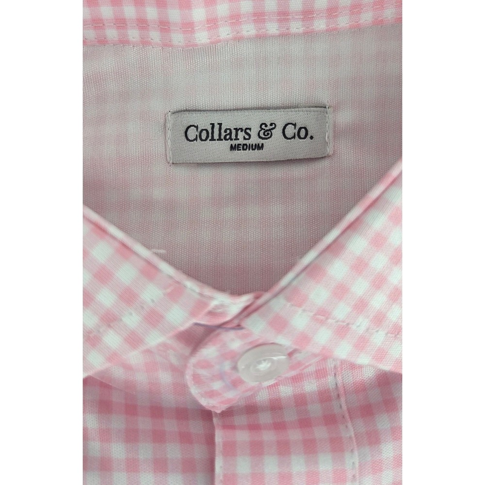 NWT Collars and Co Semi-Spread Collar Polo Pink Gingham Medium - Picture 2 of 9